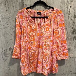 Jones New York Paisley Blouse - Pink and Orange